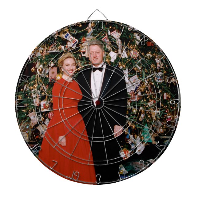 American President Bill Clinton Christmas Card  Dart Board (Front)