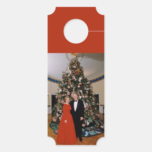 American President Bill Clinton Christmas Card  Door Hanger (Back)