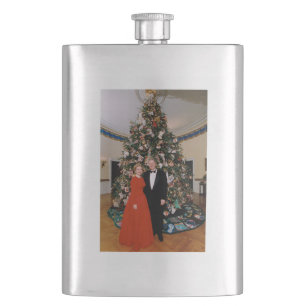 American President Bill Clinton Christmas Card Flask