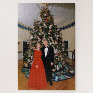 American President Bill Clinton Christmas Card Jigsaw Puzzle