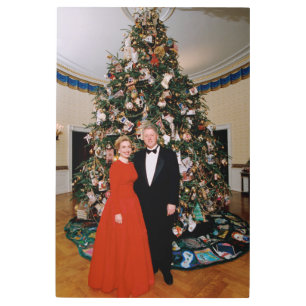 American President Bill Clinton Christmas Card Metal Print