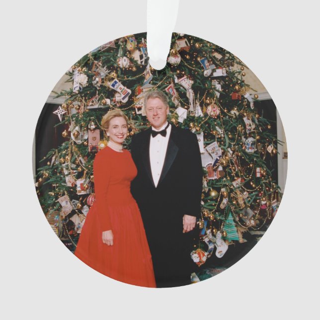 American President Bill Clinton Christmas Card  Ornament (Front)