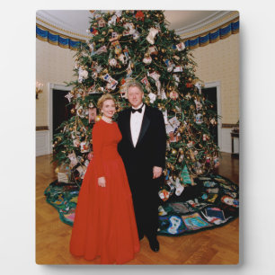 American President Bill Clinton Christmas Card  Plaque