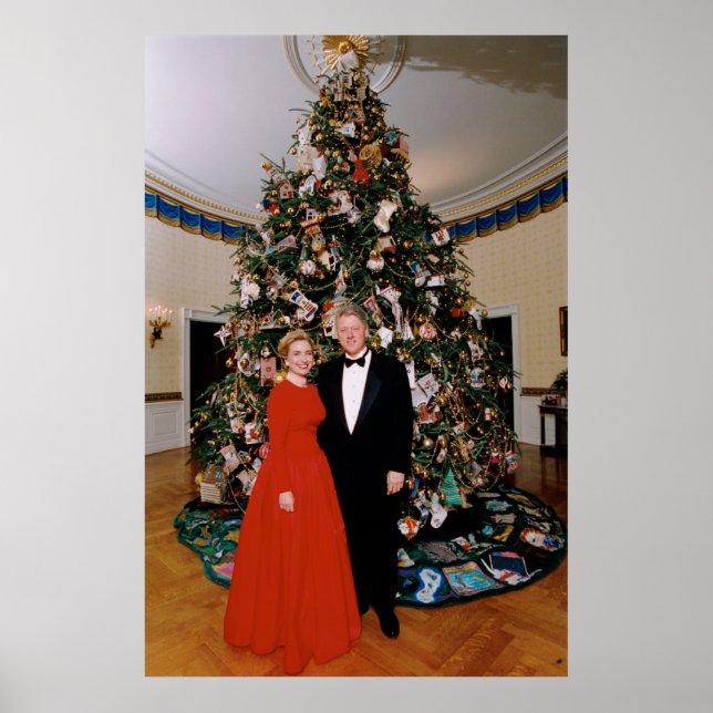 American President Bill Clinton Christmas Card  Poster (Front)