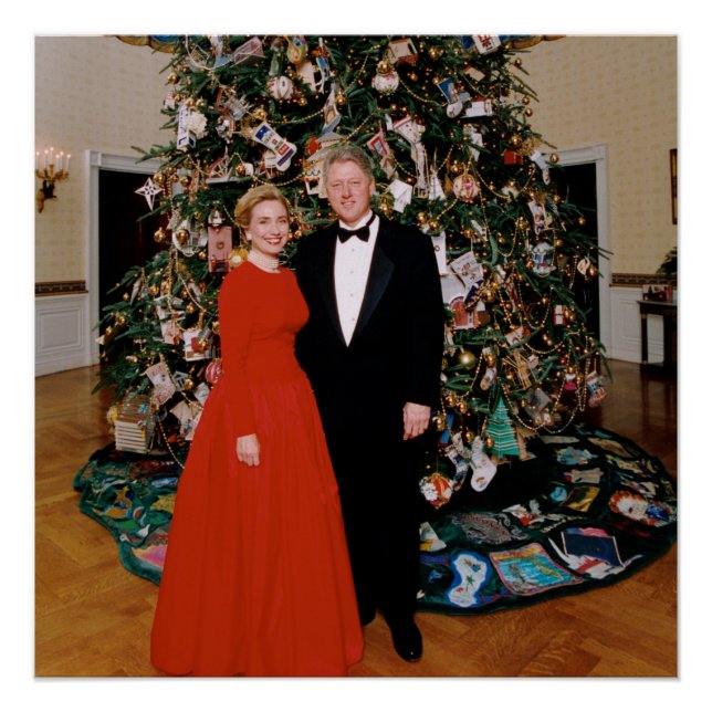 American President Bill Clinton Christmas Card  Poster (Front)