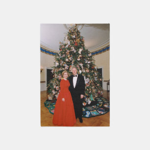 American President Bill Clinton Christmas Card Rug