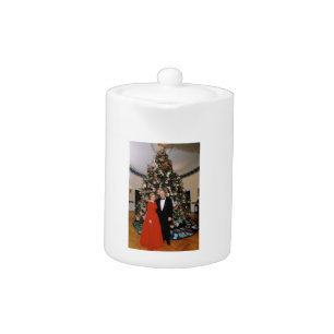 American President Bill Clinton Christmas Card Teapot