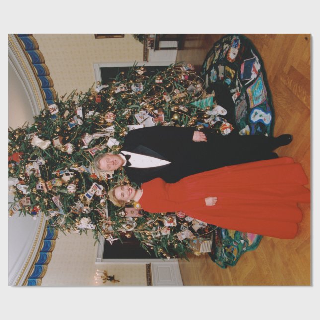 American President Bill Clinton Christmas Card  Wrapping Paper (Flat)