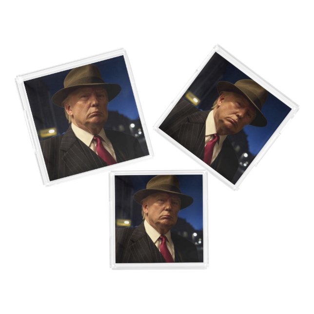 American President Donald Trump Godfather Acrylic Tray (Set)