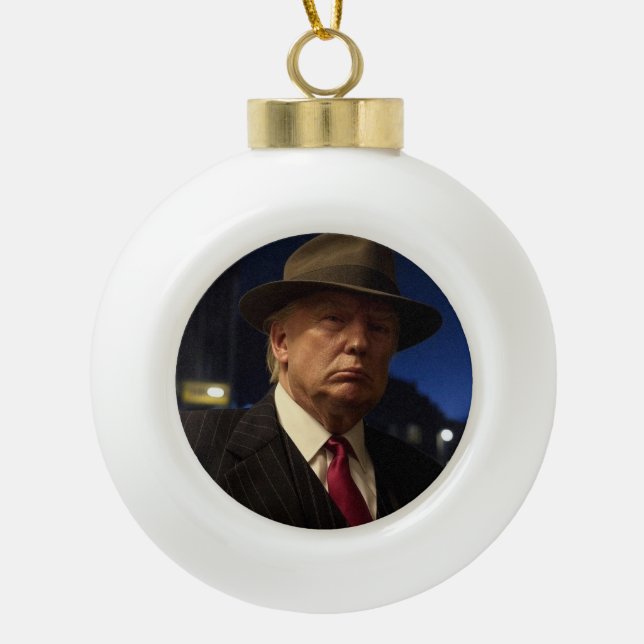 American President Donald Trump Godfather Ceramic Ball Christmas Ornament (Front)