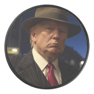 American President Donald Trump Godfather Hockey Puck