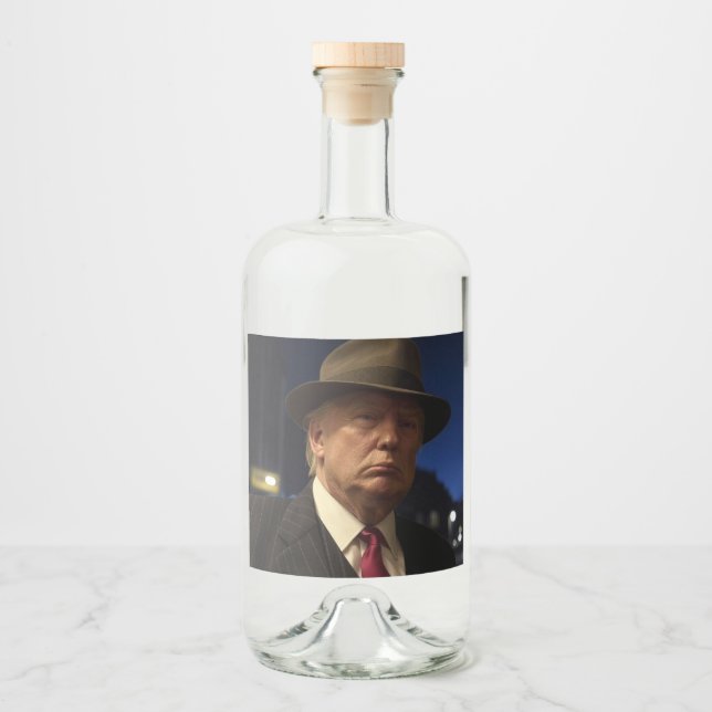 American President Donald Trump Godfather Liquor Bottle Label (Front)