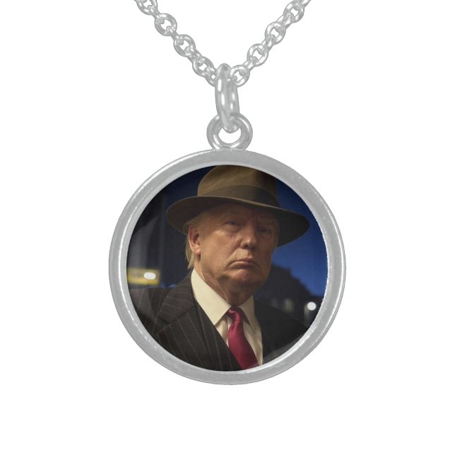 American President Donald Trump Godfather Sterling Silver Necklace (Front)