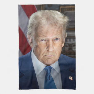 American President Donald Trump Photo 2025 Kitchen Towel