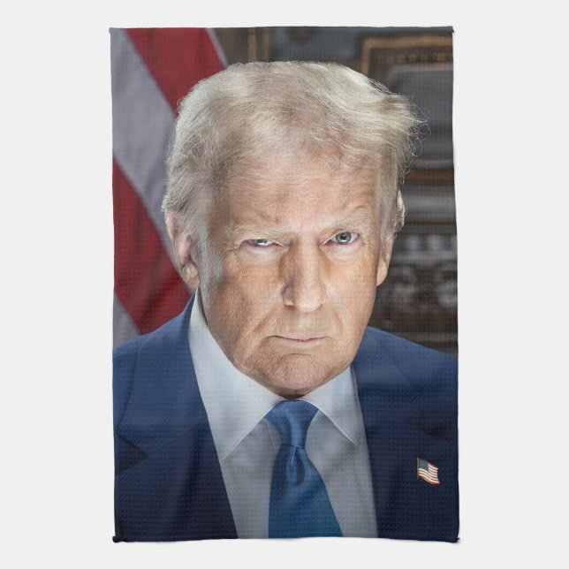 American President Donald Trump Photo 2025 Kitchen Towel (Vertical)