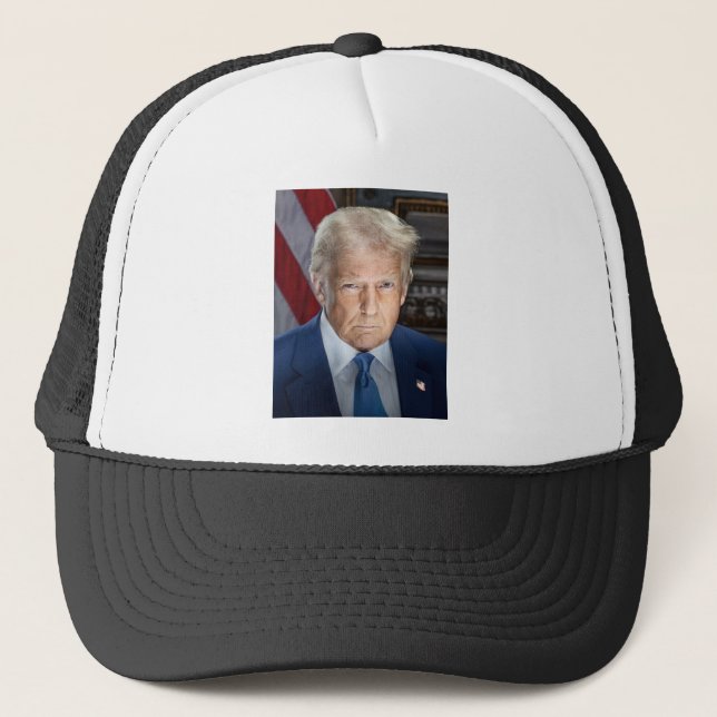 American President Donald Trump Photo 2025 Trucker Hat (Front)