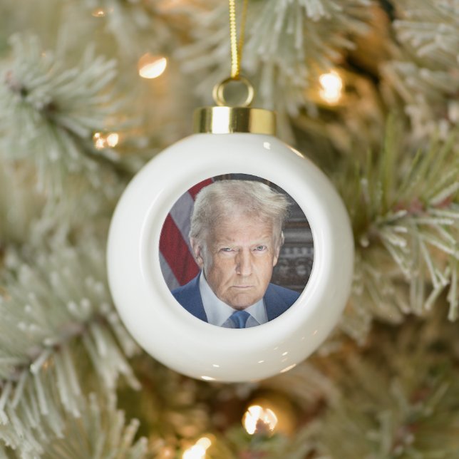 American President Donald Trump Tree Ceramic Ball Christmas Ornament (Tree)