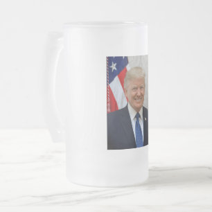 American President Donald Trump White House Frosted Glass Beer Mug