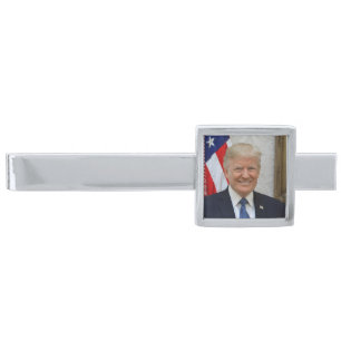 American President Donald Trump White House Silver Finish Tie Bar