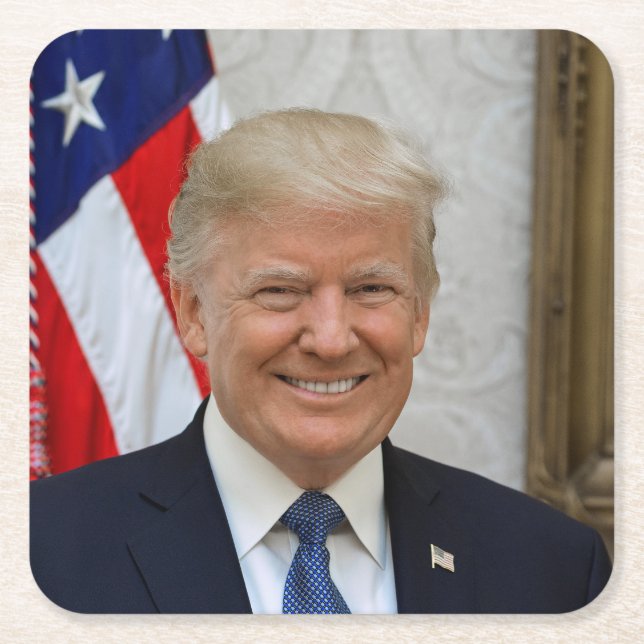 American President Donald Trump White House Square Paper Coaster (Front)