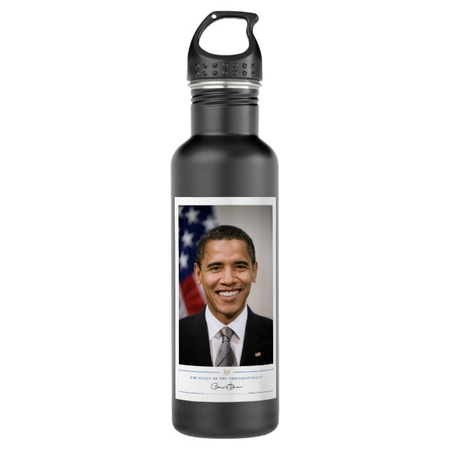American President Elect Barack Obama  Stainless Steel Water Bottle (Front)