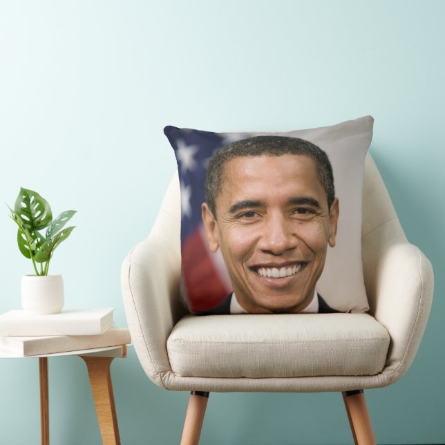 American President Elect Barack Obama  Throw Pillow (Chair)