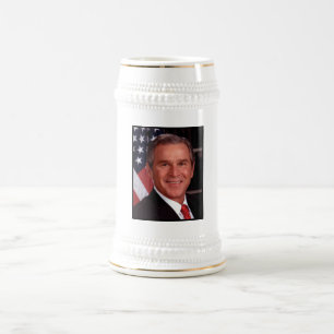 American President George Bush Christmas Card Beer Stein