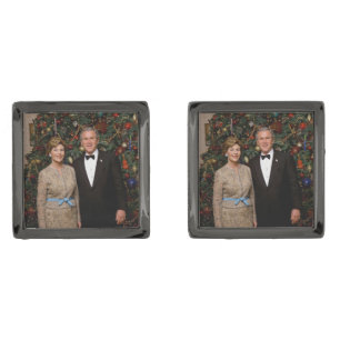 American President George Bush Christmas Card Cufflinks