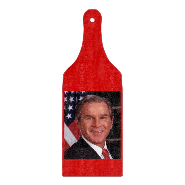 American President George Bush Christmas Card Cutting Board (Front)