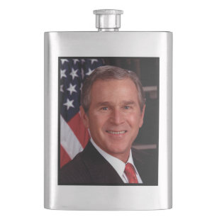 American President George Bush Christmas Card Flask