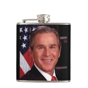 American President George Bush Christmas Card Flask