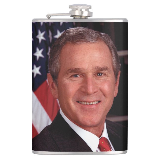 American President George Bush Christmas Card Flask (Front)