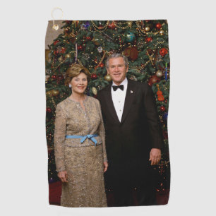 American President George Bush Christmas Card Golf Towel
