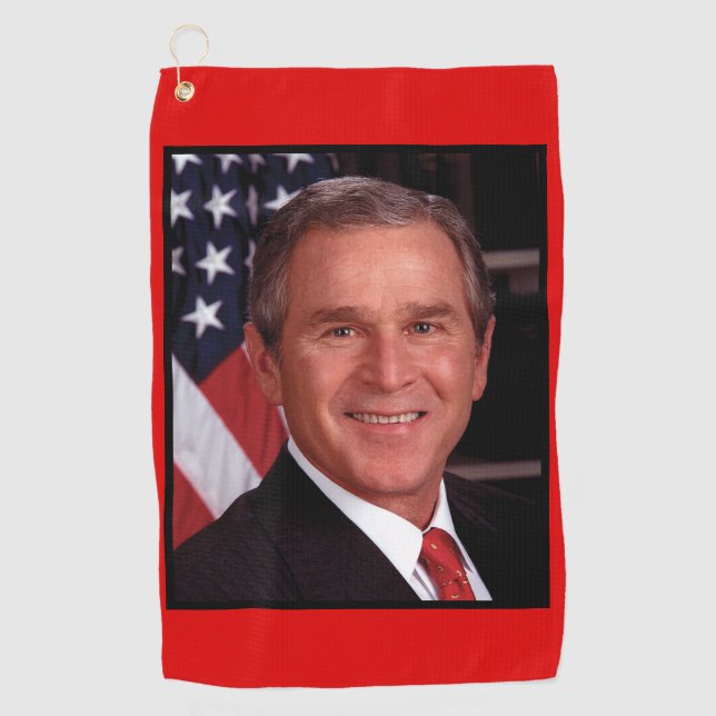 American President George Bush Christmas Card Golf Towel (Front)