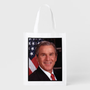 American President George Bush Christmas Card Grocery Bag
