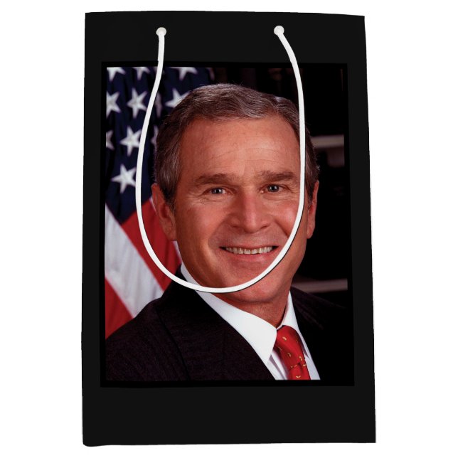 American President George Bush Christmas Card Medium Gift Bag (Front)