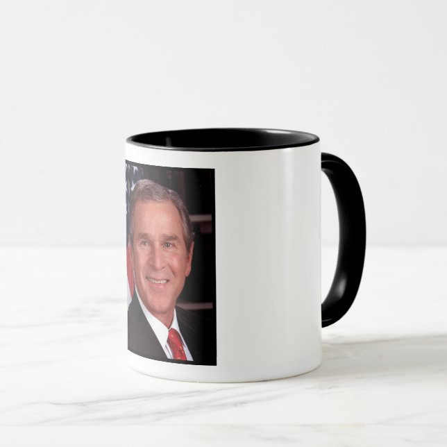 American President George Bush Christmas Card Mug (Front Right)