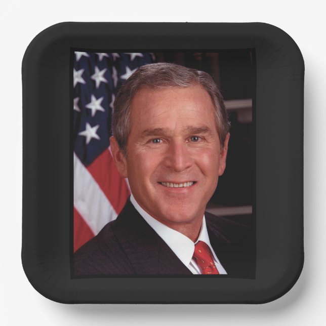 American President George Bush Christmas Card Paper Plates (Front)