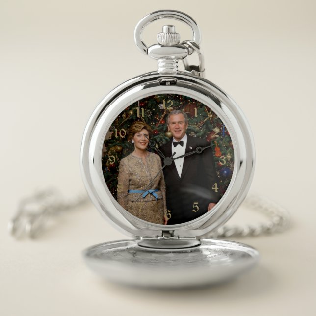 American President George Bush Christmas Card Pocket Watch (Inside)