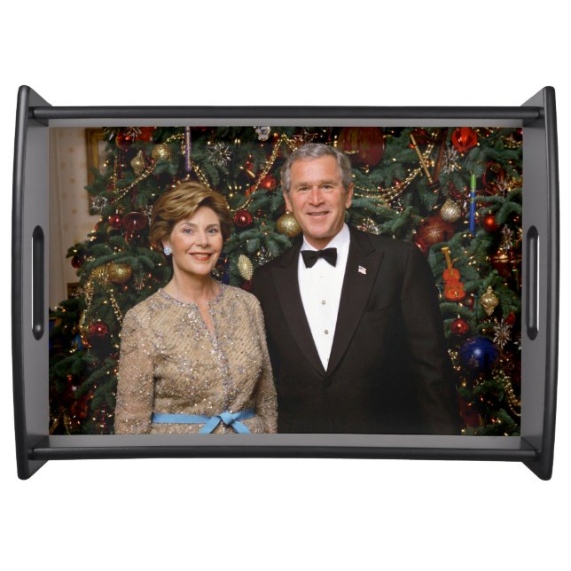 American President George Bush Christmas Card Serving Tray (Front)