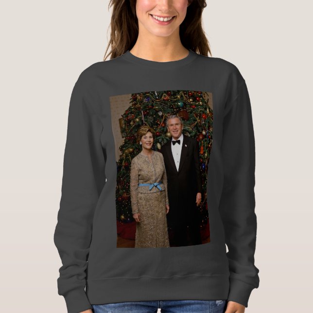 American President George Bush Christmas Card Sweatshirt (Front)