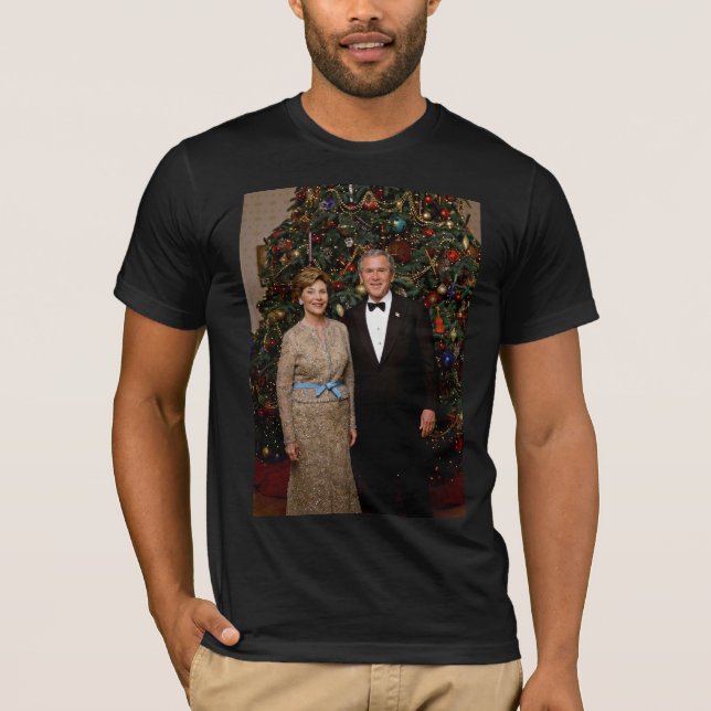 American President George Bush Christmas Card T-Shirt (Front)