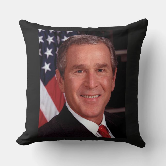 American President George Bush Christmas Card Throw Pillow (Front)