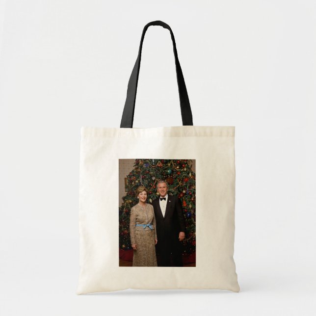 American President George Bush Christmas Card Tote Bag (Front)