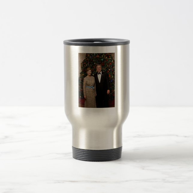 American President George Bush Christmas Card Travel Mug (Center)
