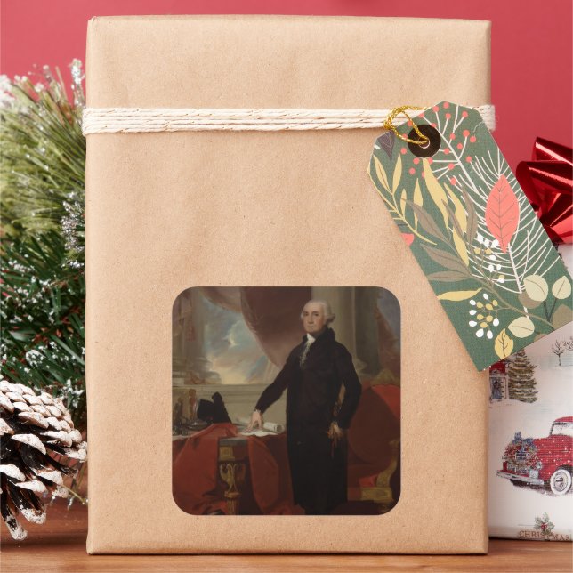 American President George Washington Lansdowne  Square Sticker (Holiday)