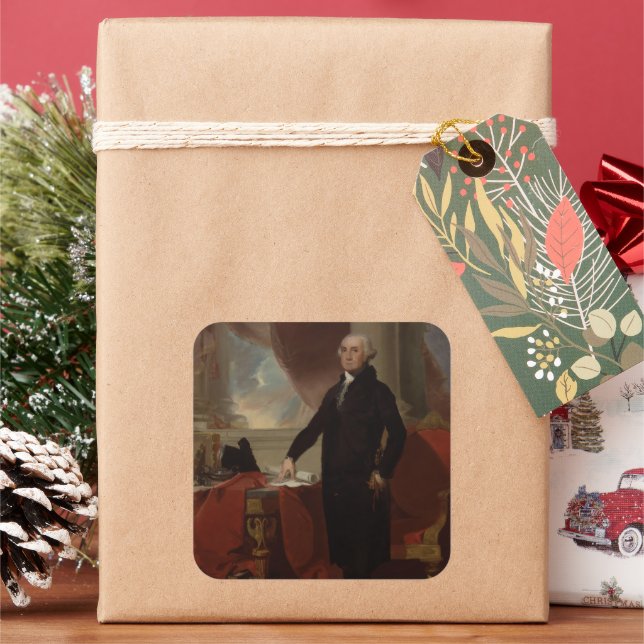 American President George Washington Lansdowne  Square Sticker (Holiday)