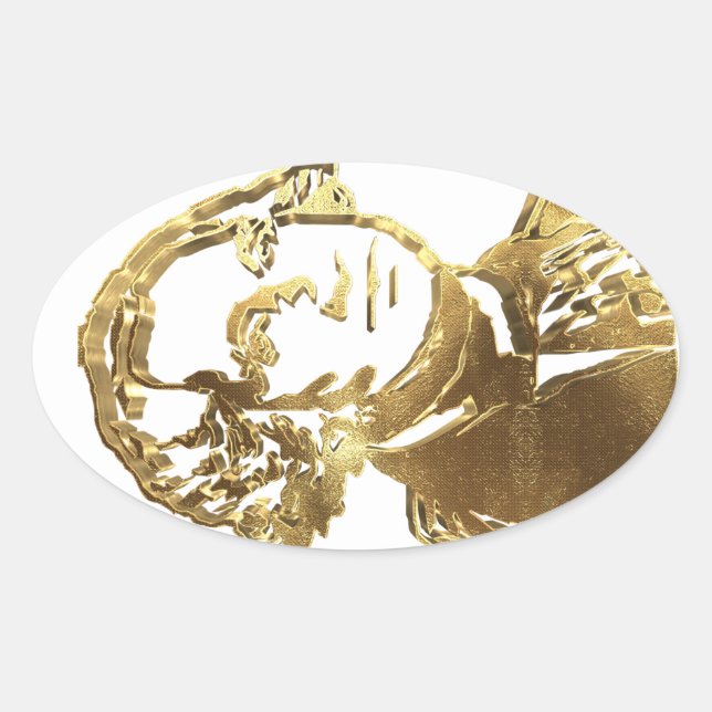 American President George Washington Portrait Gold Oval Sticker (Front)