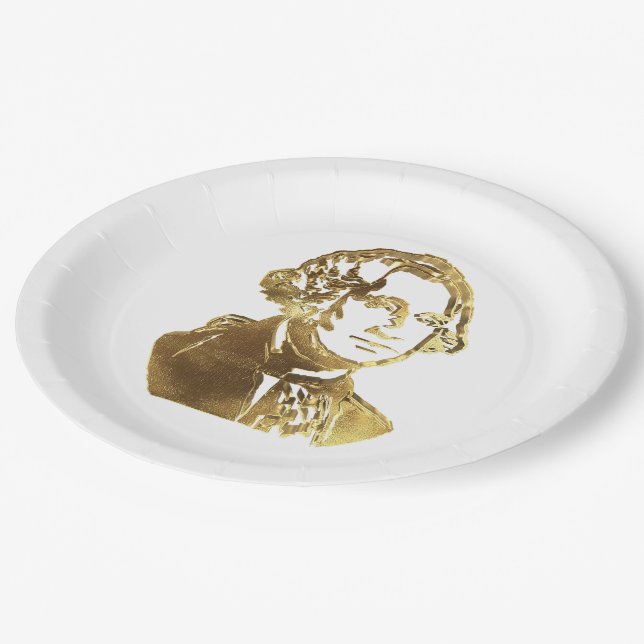 American President George Washington Portrait Gold Paper Plates (Angled)
