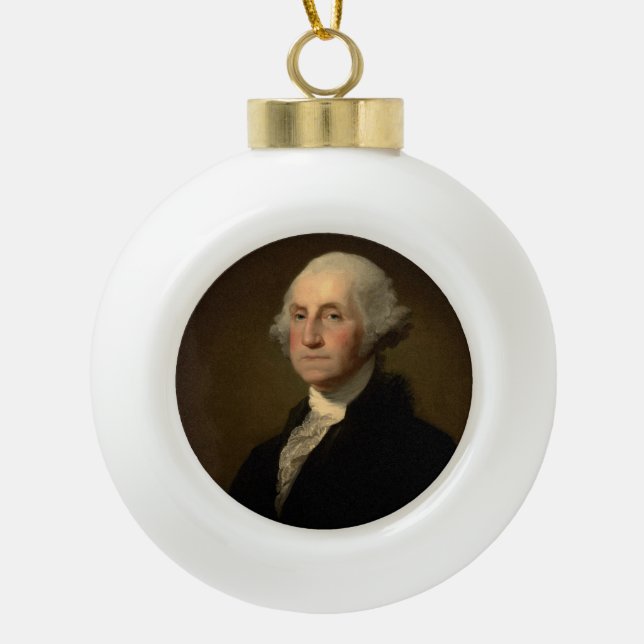 American President George Washington, Stuart Ceramic Ball Christmas Ornament (Front)
